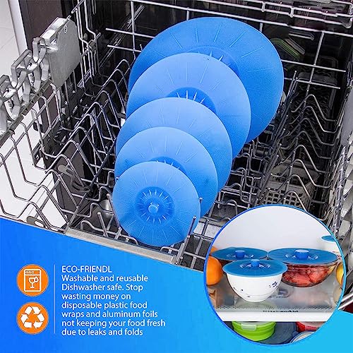 HASTHIP® 10Pcs Silicone Lids for Bowls 5 Sizes Reusable Microwave Safe, Food Grade Silicone Lid Cover Durable Heat Resistant Silicon Lids for Bowls, Pots, Pans, Dishes, Cans - Blue HASTHIP® 10Pcs Silicone Lids for Bowls 5 Sizes Reusable Microwave Safe, Food Grade Silicone Lid Cover Durable Heat Resistant Silicon Lids for Bowls, Pots, Pans, Dishes, Cans - Blue